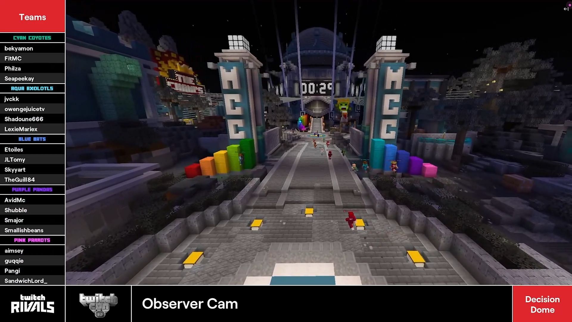 Here are the final standings of all teams in the Minecraft Championship x Twitch Rivals 2025 Colour the World (Image via Twitch.com)